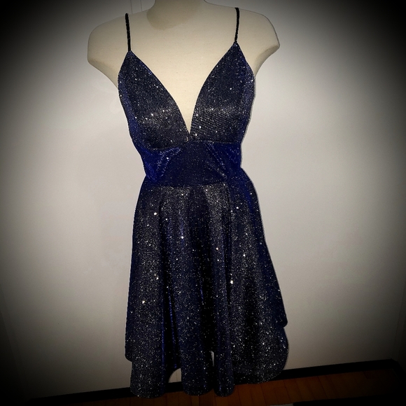 Ed Young Dresses Nwt Glitter Cocktail Dress W Pocket Navy Poshmark